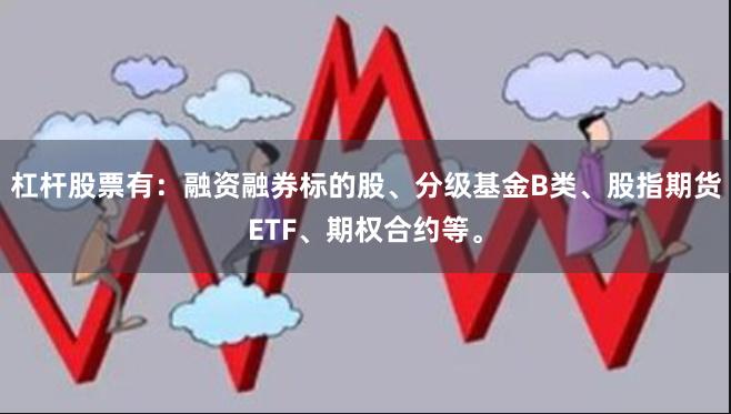 杠杆股票有：融资融券标的股、分级基金B类、股指期货ETF、期权合约等。